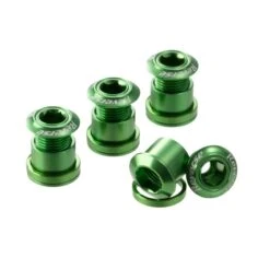 Reverse, Kettenblattschrauben SET, Aluminium, 4 Schrauben, 4 Muttern, 4 Unterlagscheiben 2mm, Grün