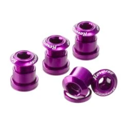 Reverse, Kettenblattschrauben SET, Aluminium, 4 Schrauben, 4 Muttern, 4 Unterlagscheiben 2mm, Purple